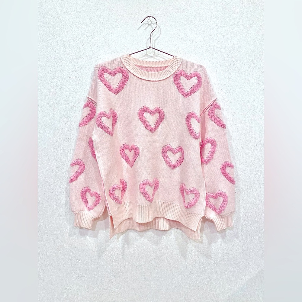 💗🩷 heart shape bubble sleeve baggy sweater 🩷💗